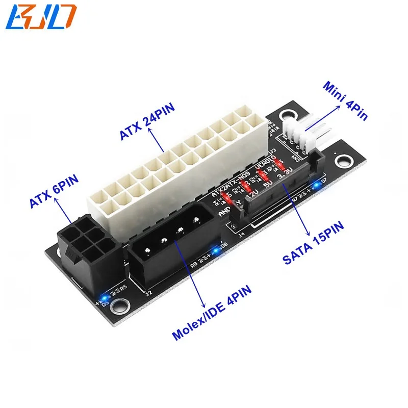 

Multiple Power Supply Synchronous PSU Adapter Sync Starter Extender ATX 24PIN Molex SATA PCI-E 6Pin Small 4Pin Connector, Black