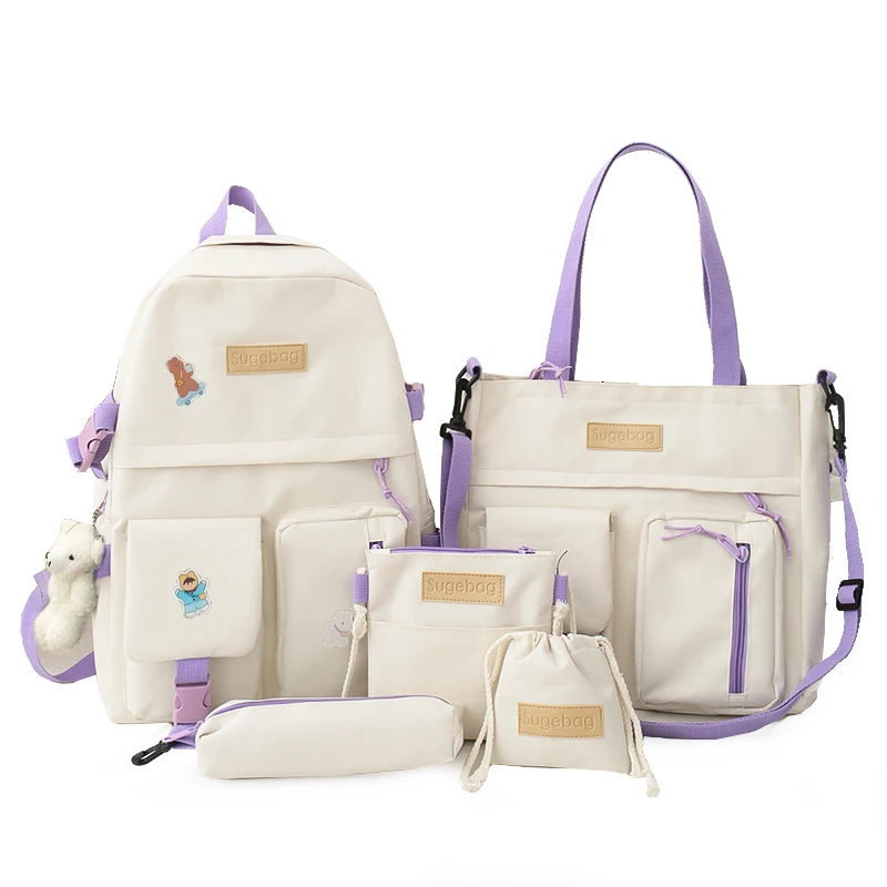 

2021 Schoolbag Set For Girls 5 Pieces In 1 Set Backpack Set For Teen Girls With Tutorial Bag