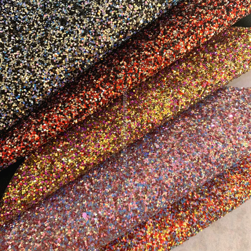 Mixed Color Glitter Vinyl Fabric Roll For Shoe Material And Hairbow