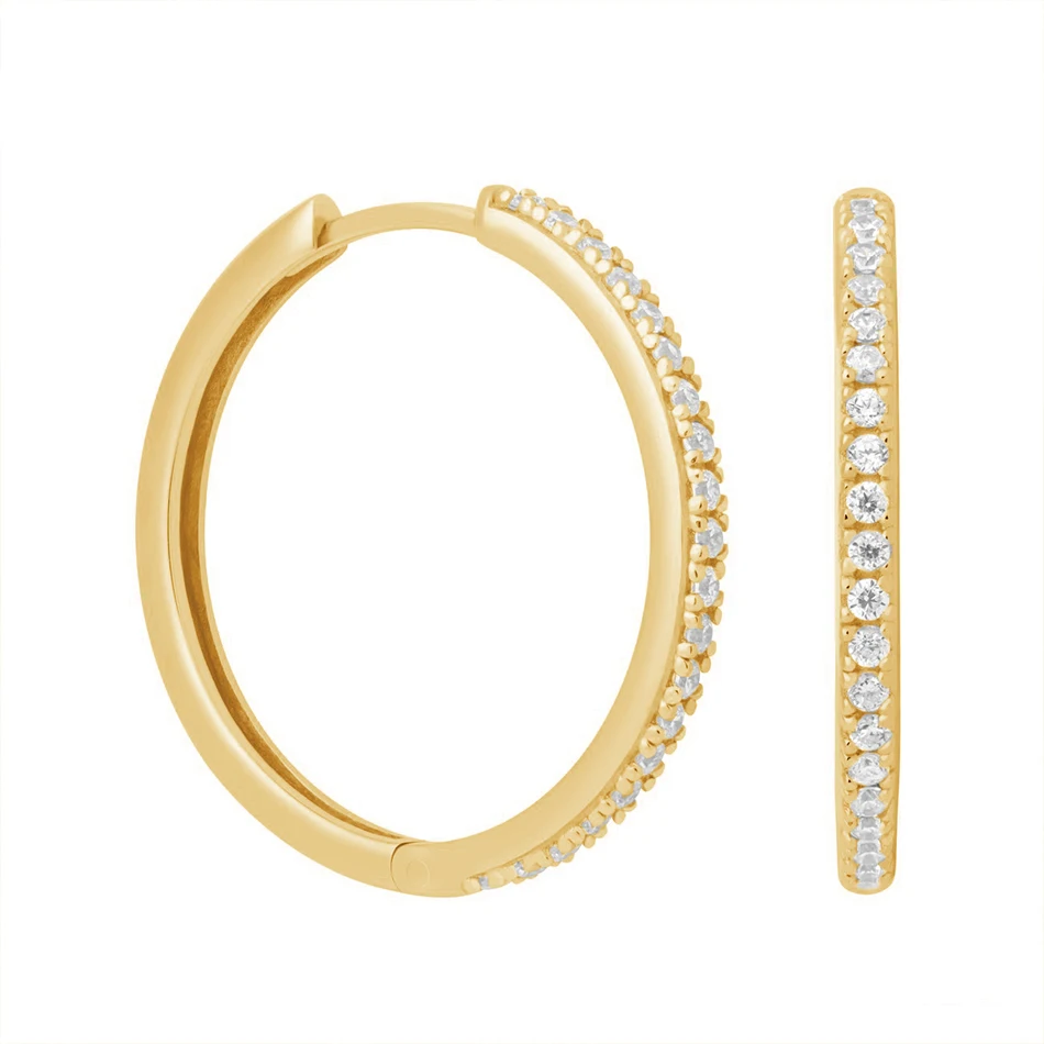 

wholesale minimalist jewellery 925 sterling silver 18k gold plated Cubic Zircon hoop earrings for women