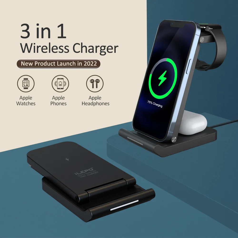 20W Qi Wireless Charger Stand 3 in 1 iW10 Fast Charging Station magnet wireless cellphone chargers for mobile phone