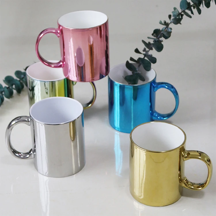 

mirror magic supplier customized coffee ceramic sublimation electroplated mugs, Metalic color