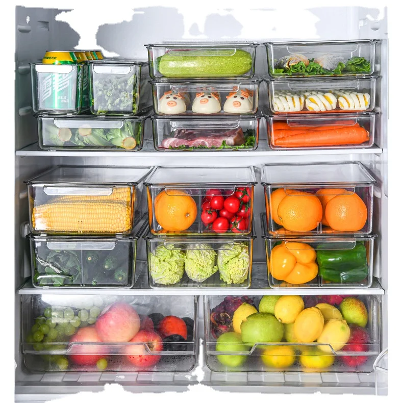 

Plastic Storage Bin With Handles For Kitchen Fridge Freezer Cabinet Organization Wholesale Clear Stackable Plastic Storage Bins, Customer request