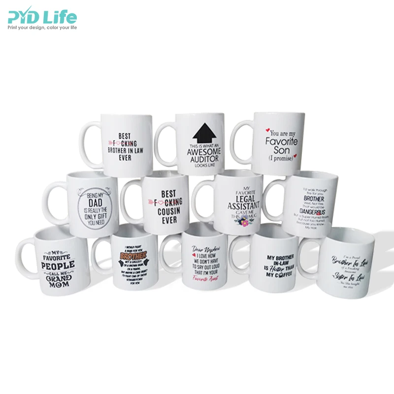 

PYD Life Wholesale Quality Mug Custom Logo Printed Coffee Travel Sublimation Mugs Ceramic 11oz White Mugs with Logo Custom