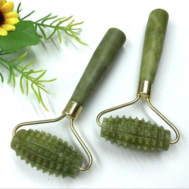 

BEAU FLY Hot Selling Double Heads Green Facial Eye Lifting Massage Jade Roller