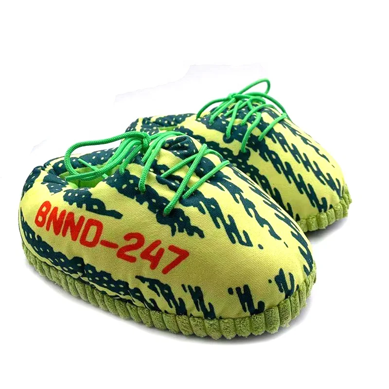 

Hot Sale Stylish Winter Cozy Wooden Floor House Indoor Plush Yeezy Sneaker Slippers, White,grey,green,,,