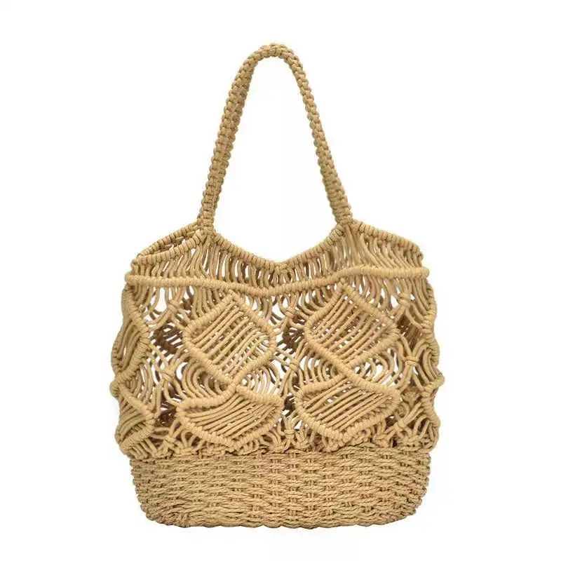 

2021 New high quality Shoulder Bags Green issues straw weave ladies girls Handbags hollow out purse