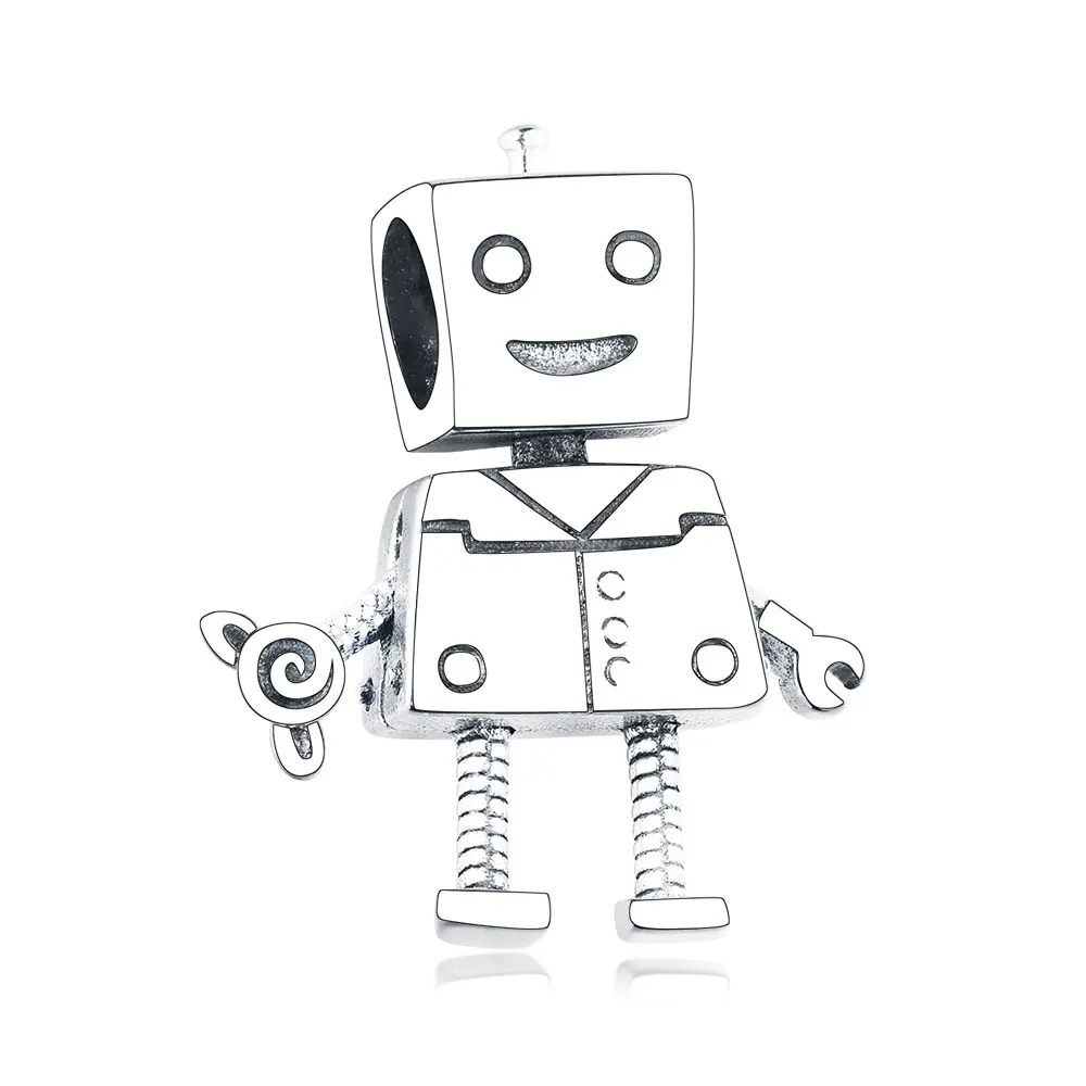 

Fashion 925 Sterling Silver Cute Robot Pendant Beads Charms fit Pandora Charm Bracelets for Women Sterling Silver Jewelry