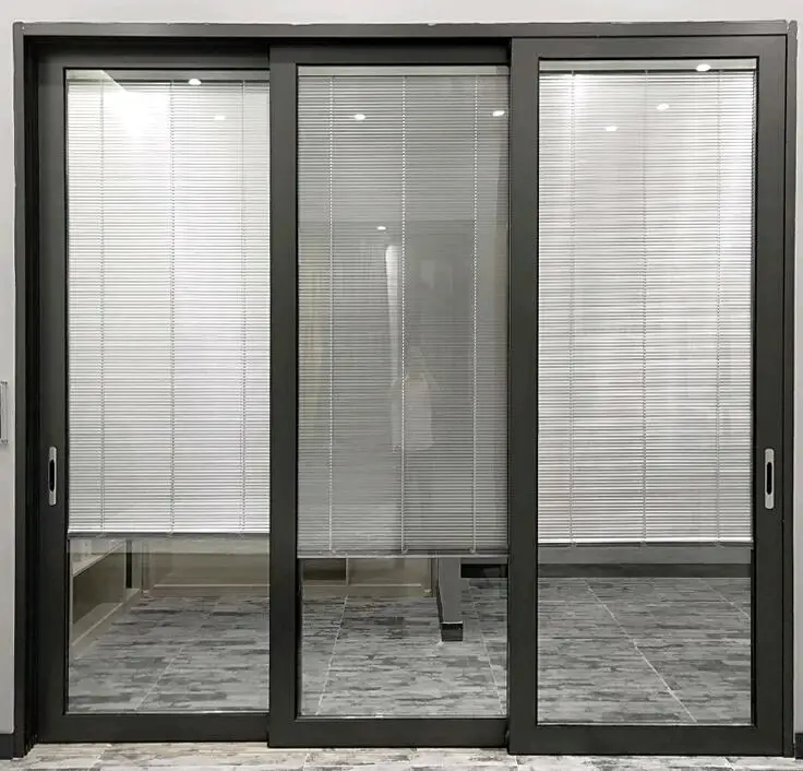 powder coated aluminum sliding door with blinds designed, aluminium ...