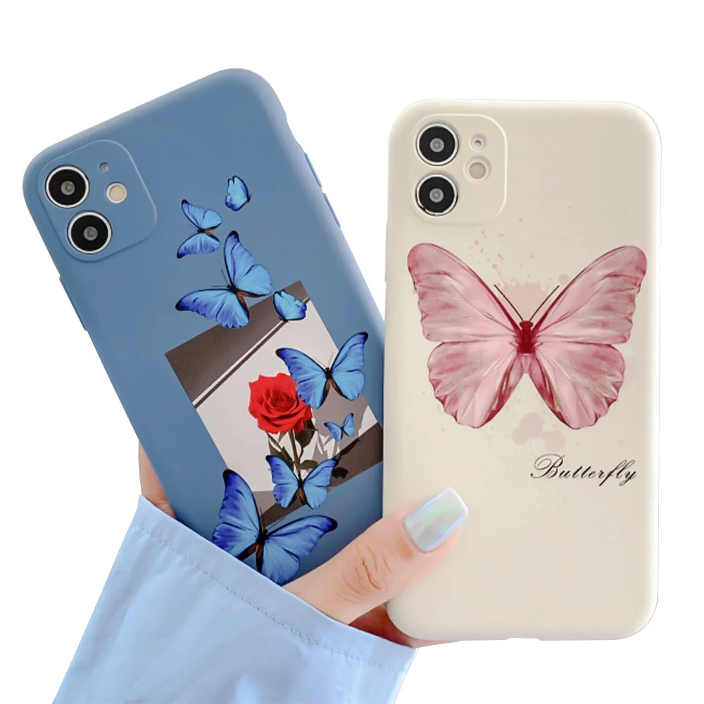 

Liquid silicone butterfly Soft TPU Mobile Phone Case For iPhone 11 pro MAX, Picture color