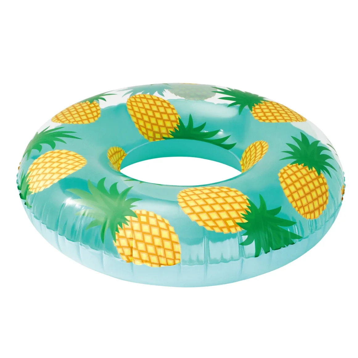 

New Design Pineapple Print Tube Swimming Ring Air Mattress Outdoor Summer Water Party Toys Inflatable Pool Float for kids adults, Green