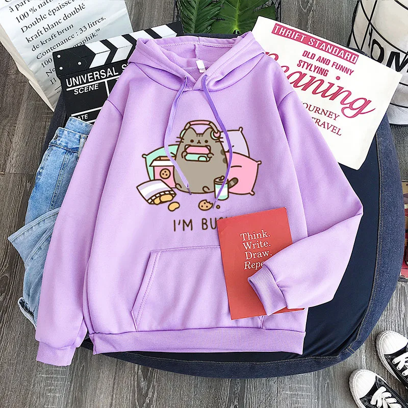 

The cat hoodie women fashion kawaii korean harajuku Sweatshirt pink female 90s cartoon clothes female hood Oversized, As pictures