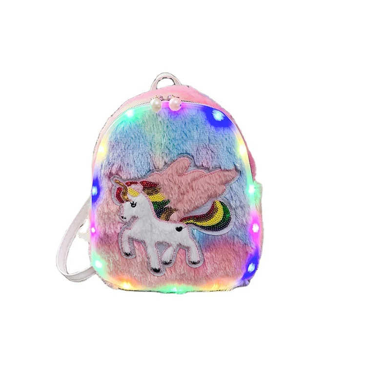 

Cartoon sequins pink led backpack bag with led lights, Customized color