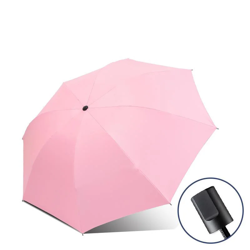 3 Manual Foldable Polyester UV Waterproof Umbrella with Logo Printing Plastic Handle Minimalist Design Customizable SOMBRILLA