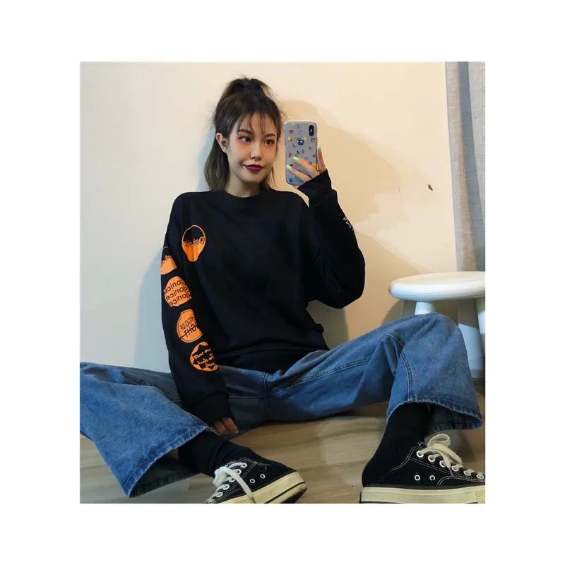 

2019 Korea Fashion Ladies Casual Hip hop Loose Autumn Winter Women Knit Sweater Long Sleeve Solid Color Women Clothing, Custom color