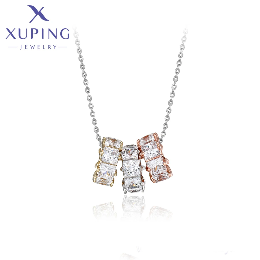 

X000793574 xuping jewelry New Hot Sale Simple colorful Necklace platinum color Elegant Women Daily Romantic Necklace