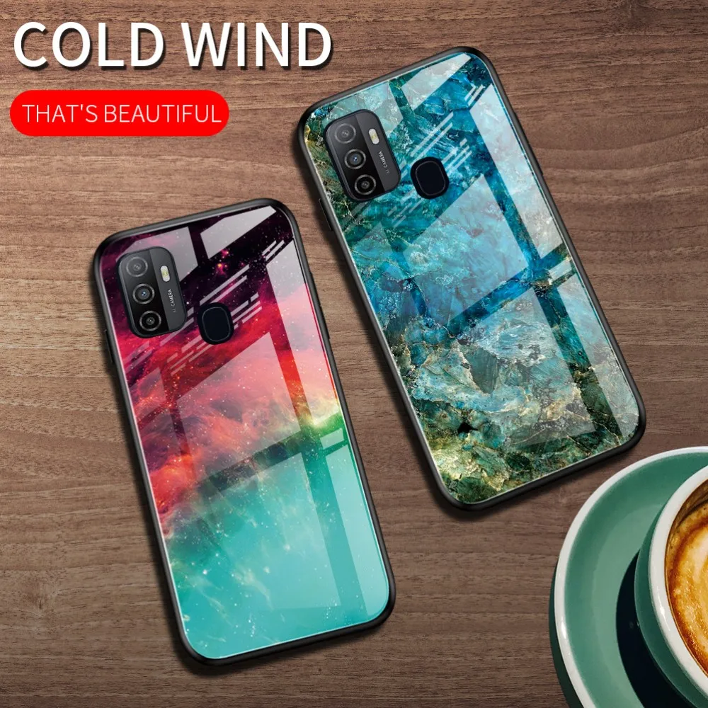 

Cell Phone Back Cover Gradient Tempered Glass Soft Tpu For OPPO A53 A32 Case, 6 colors