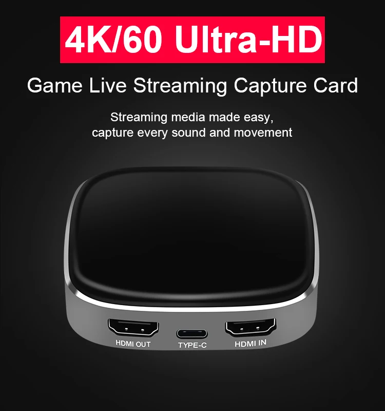 UVC UAC video capture USB3.0 Type C HDMI capture 4K for games