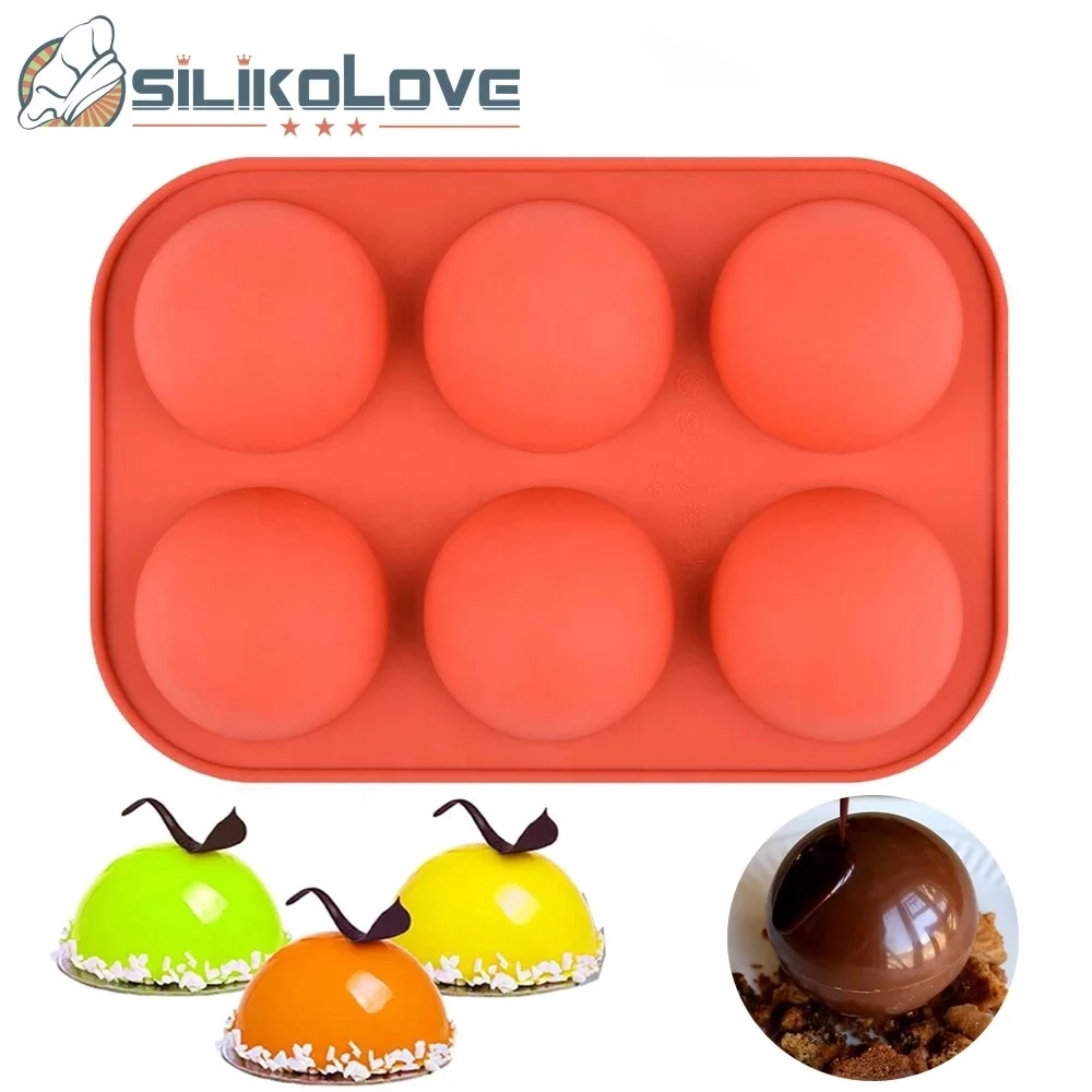 

6 holes 5 cm half ball silicone mold maker 3D round ball making tools, As picture or as your request