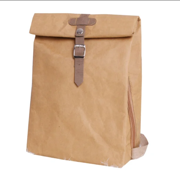 

1214 Custom Design Multi-functional Business Leisure Bag Outdoor Recyclable Reusable Brown Washable Kraft Paper Backpack