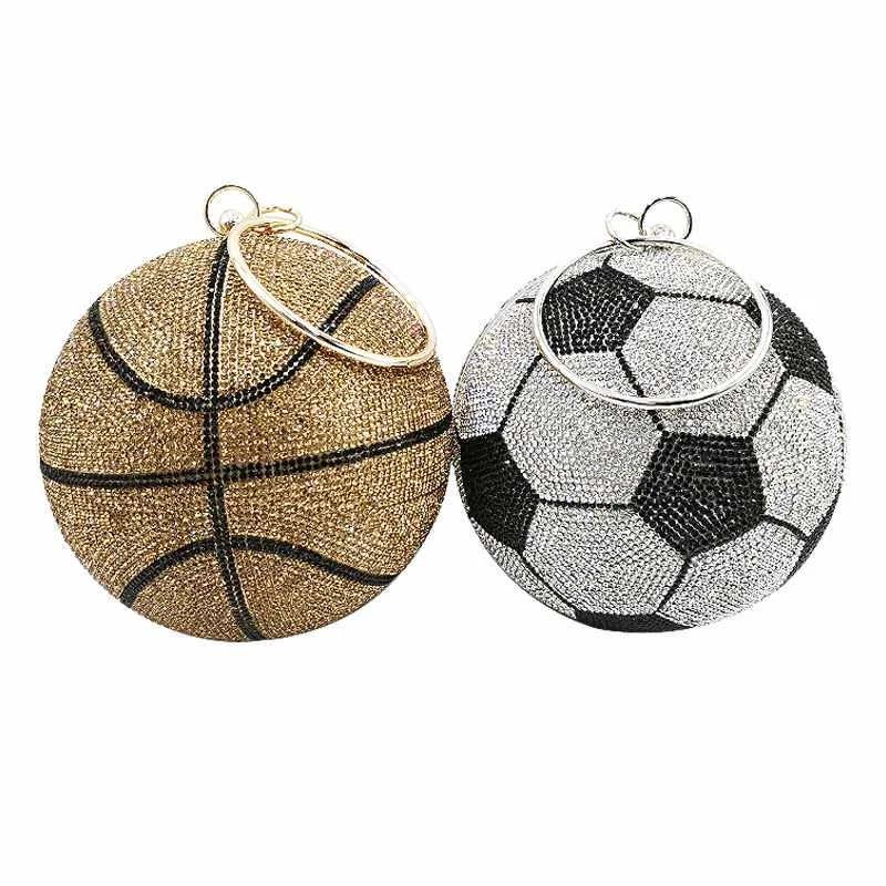 

2020 Latest New Unique Clutch Wedding Purse Evening Bag Crystal Basketball Purse Bag Round Purse Evening Clutches Bag