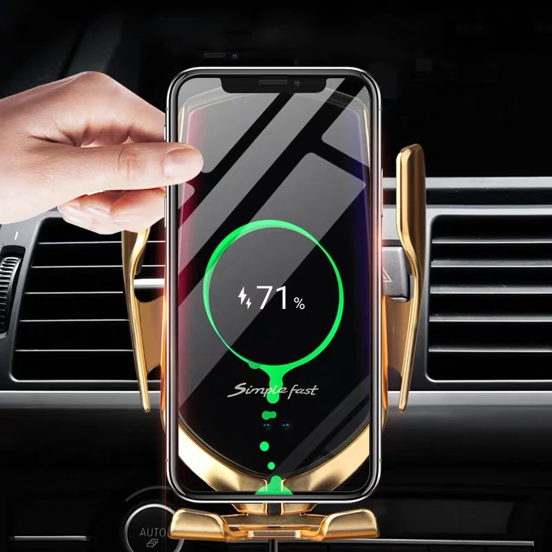 

Phone Holder 10W Car Wireless Charger Charging Qi For Iphone For Samsung 2022 New Product Factory Wholesale R1 Car Charger, Black/silver