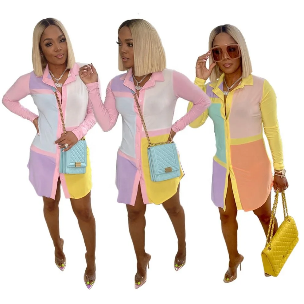 

SH7258 Womens urban clothing 2021 spring and summer new plus size loose printed t-shirt dress casual, 2 color