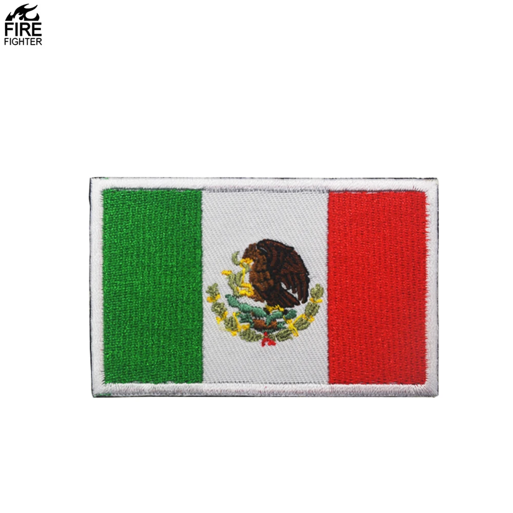 

Mexico Flag Embroidered Patch Mexican Military Tactical National Emblem Embroidery Patch V90415, Customized colors