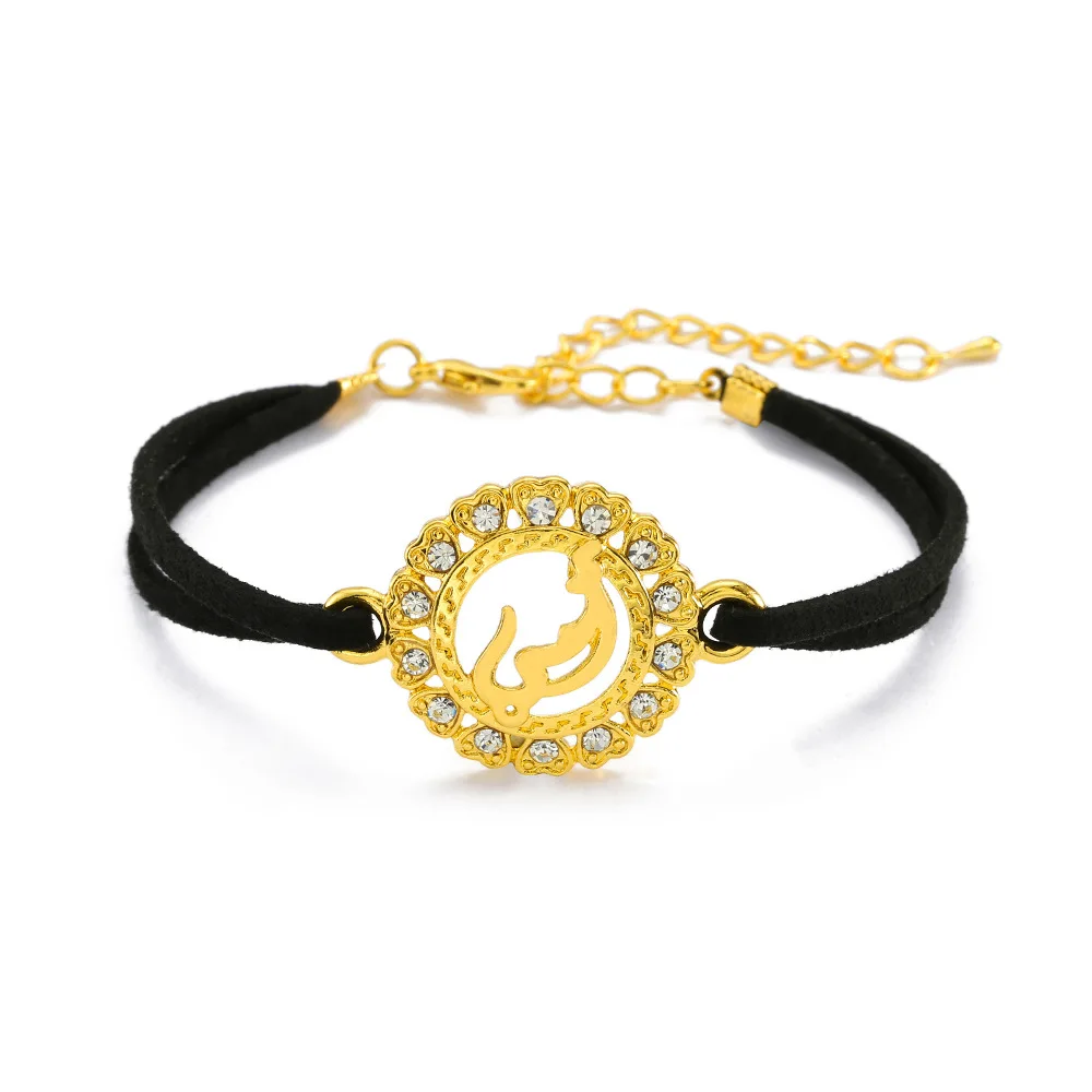 

2021 Sailing Jewelry Black Rope Bracelet Black Rope Gold Diamond Bracelet Muslim Diamond Bracelet