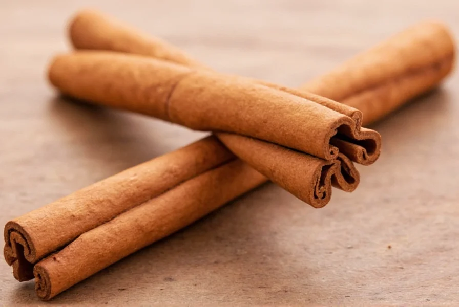 Close-up view of Ceylon and Cassia cinnamon sticks side by side showing their structural differences