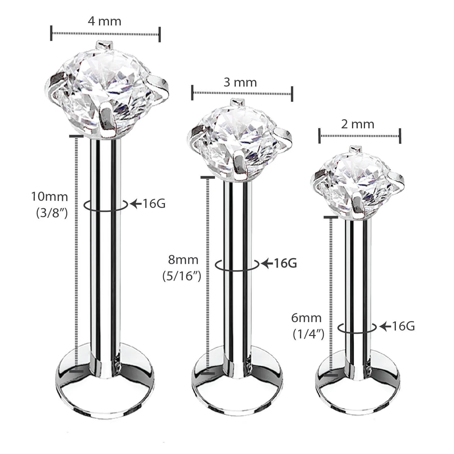 

Round prong set zircon labret piercing jewelry, As your requirement from color chat