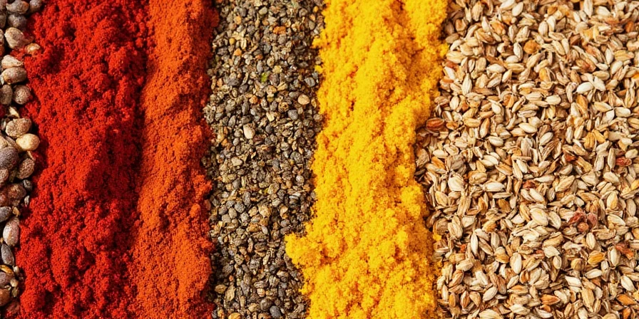 Organic Spices on Wooden Table