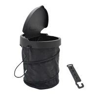 

Black Mini Portable Eco-friendly Hanging Collapsible Foldable Trash Can Mini Car Litter Bin Auto Garbage Bin with Lid