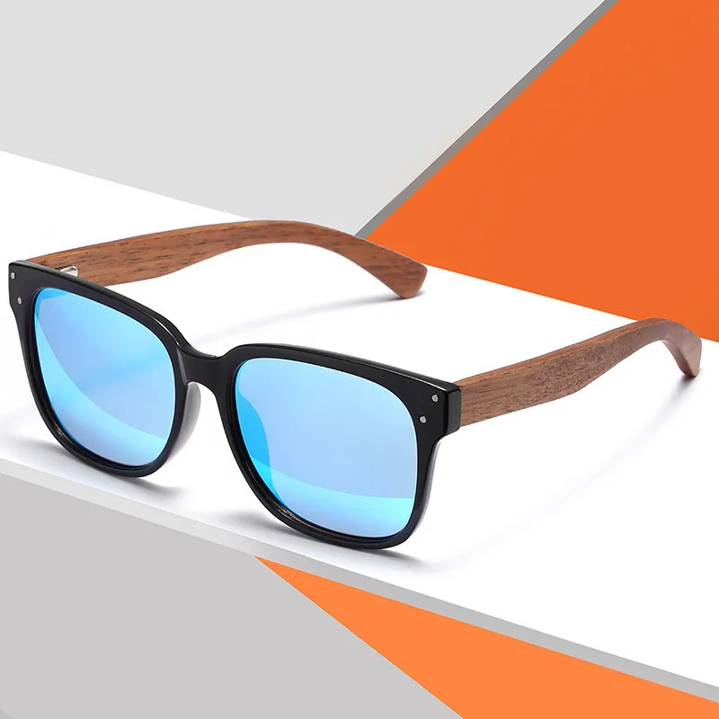 

2022 Luxury brand men sunglasses fashion squared wooden temple polarized sunglasses handmade bamboo wooden sunglasses, Mix color or custom colors