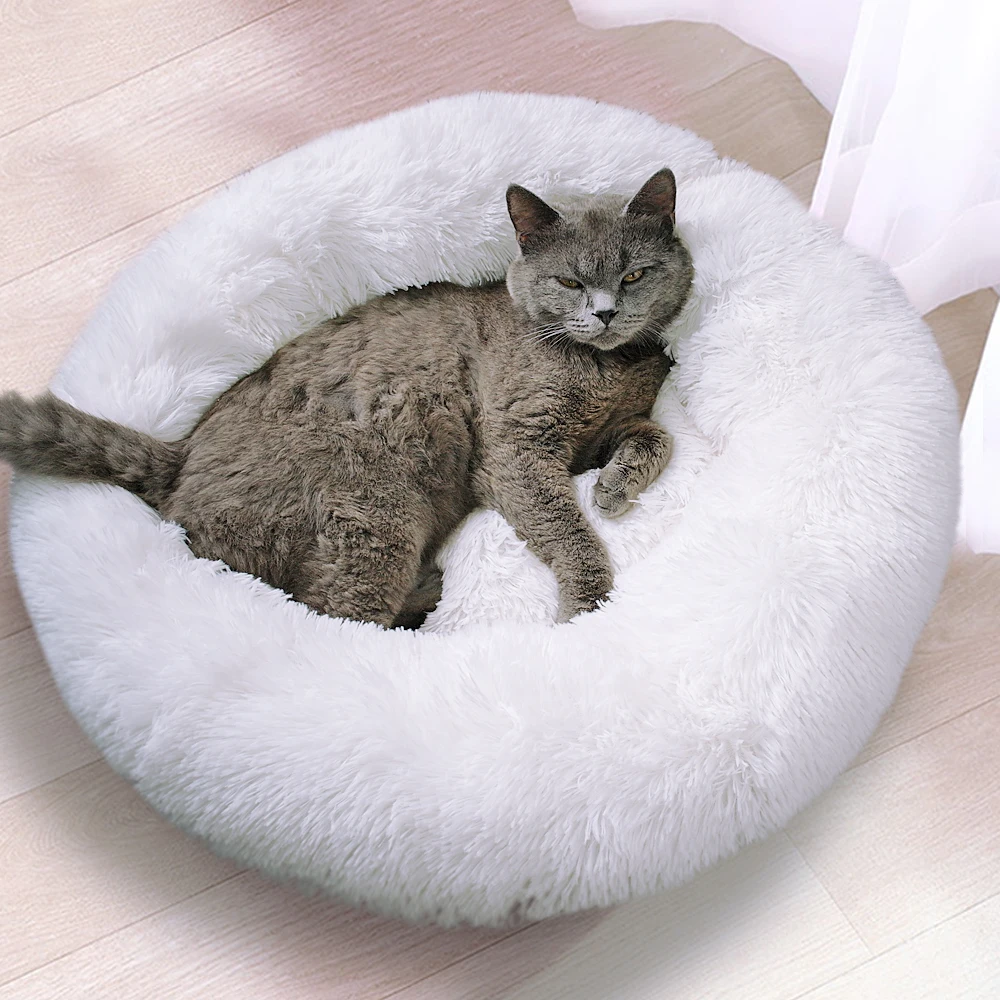 

Pet Dog Bed Warm Fleece Round Kennel House Long Plush Winter Pets Dog Beds, Picture