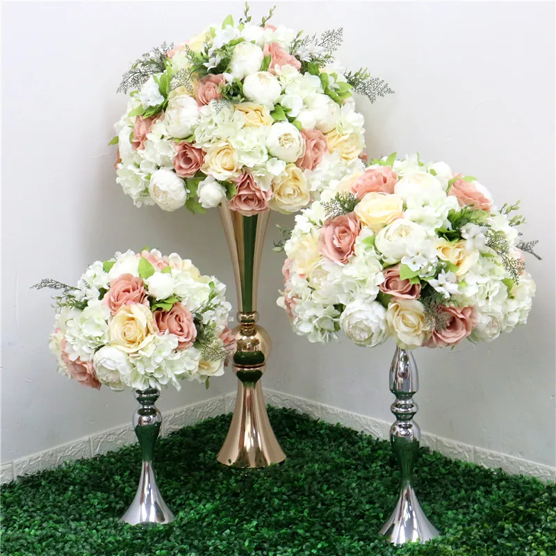 

New 35/45/50CM Silk Rose Hydrangea Peonies Artificial Flower Ball Centerpieces Party Wedding Background Decor Table Flower Ball