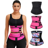 

New Design Rose Red Abdominal Tummy Control Double Straps Latex Waist Trainer Shapers