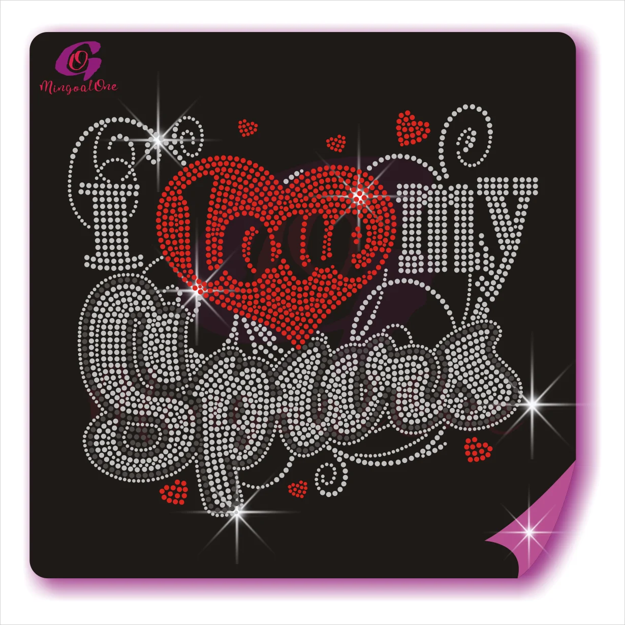 

Hotsale I Love My Spurs Hot Fix Rhinestone Transfer Custom Bling Sport Team Logo Rhinestone Iron On Motif, Select from color chart