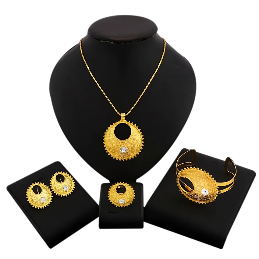 

Yulaili Ethiopian Jewelry Set Gold Plated 24k Eritrea Habesha Jewelry Sets Ethiopia Wedding Party Jewellery Gift HA18080901