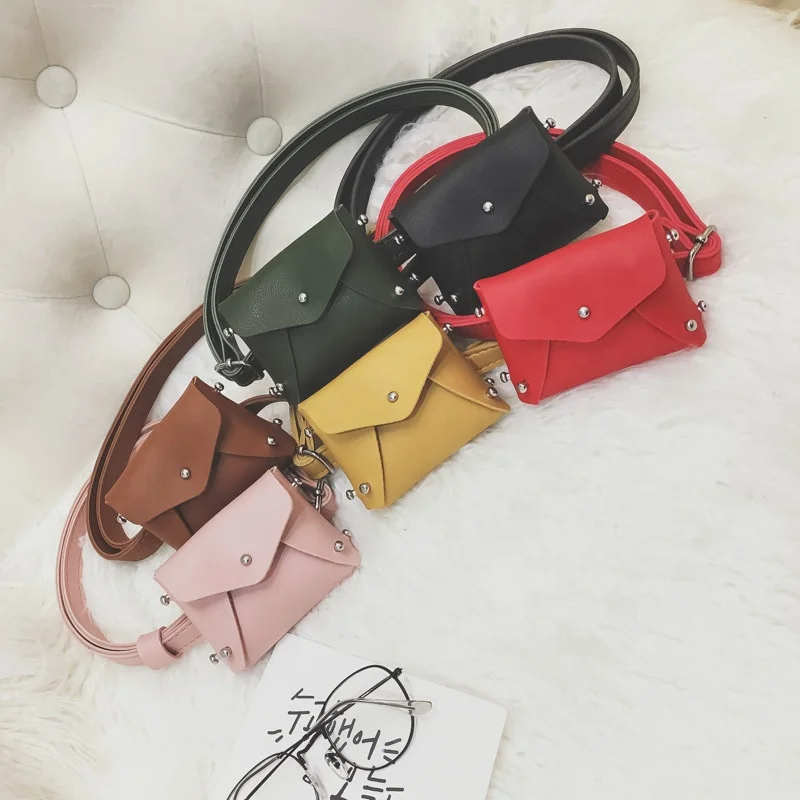 

Children Toddler Small Waist Bag Belt Bag Purse Kid Girl PU Leather Rivets Fanny Pack Solid Mini Hip Bum Bag Pouch 6 Colors