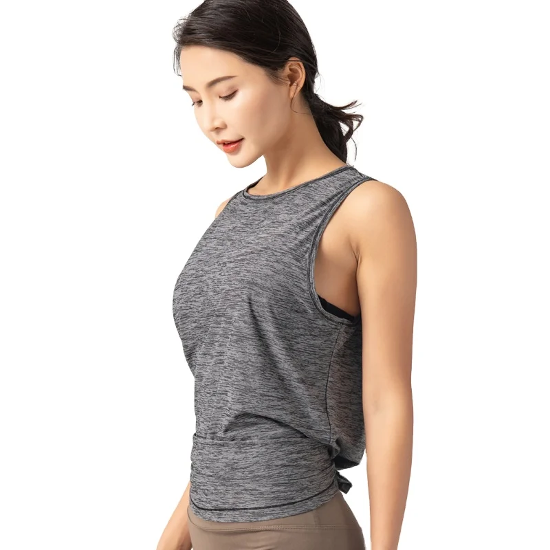 

Japanese Korea Custom Ladies' Sports T-Shirt Slim Stretch Vest Cross-Tie Running Fitness Yoga Clothes Sleeveless Blouse Gym Wear, As shown