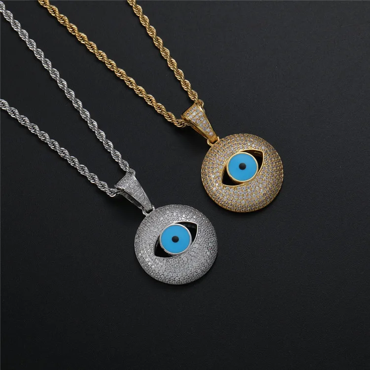 

Europe And America Hip Hop Eye Pendant Couple Inlaid Zircon Dainty Necklaces Charm Necklaces, As pic