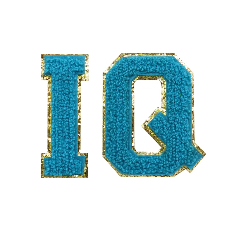 

Custom Logo High Quality Alphabet With Glitter Embroidery Patch Towel Chenille Letter Patches For Girls, Custom color