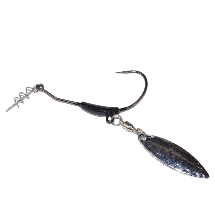 

HAWKLURE Crank Hook with Lead and Spoon Sequins 2g 3g 4g 5g 7g 9g 3pcs Fishing Hooks Lead Crank Hooks for Soft Lure, Black