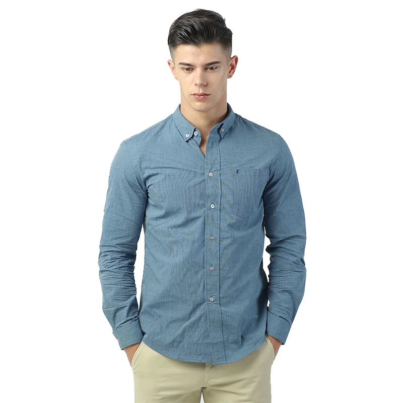 

2020 Autumn Breathable New Men's Long Sleeve Greenish Blue Pink Blue Green Shirt Loose Business Casual Shirt