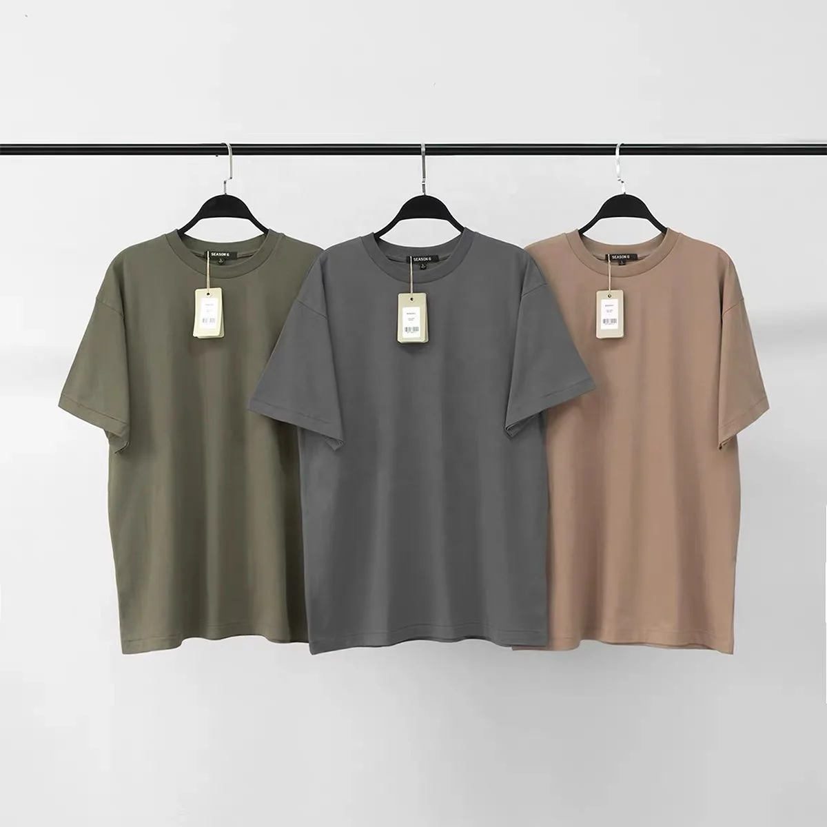 

Kanye West High Street FOG Classic Solid Color Washed T-shirt Sixth Season Summer Men Women Pure Cotton Loose Short Sleeves