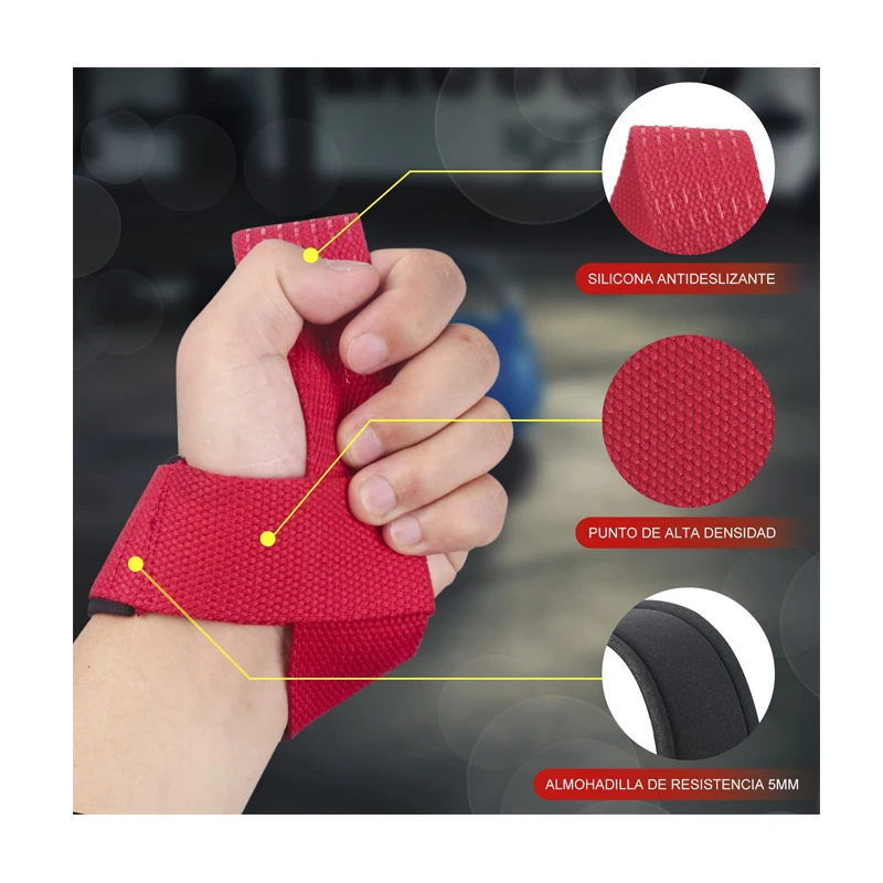 Custom Professional Gym Wrist Straps Cotton Padded Weight Lifting Strap with Anti-Slip Hand Bar Grip Protective Features