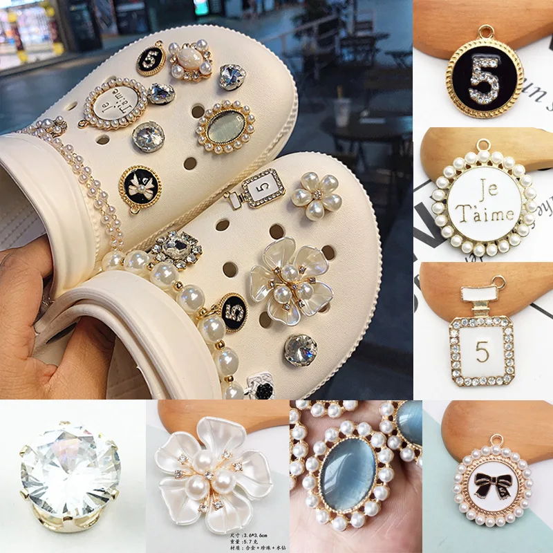 

Metal gem Lady Style Designer Shoes Decoration Pearl Flower Butterfly Shoes Accessories Fit Hole Sandal Clog Charms