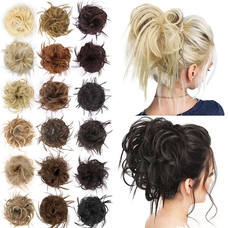 

Messy Bun Hair Scrunchies Extensions Hair Pieces and Ponytails Hair Extensions, Black,multi