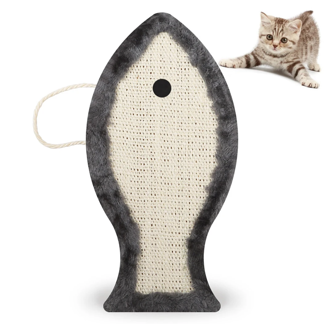 

pet products Plush Covered Sisal Flat Fish-Shaped Cat Scratch Board Creative Scratch Resistant Toy Cat Scratch Pad Pet Supplies